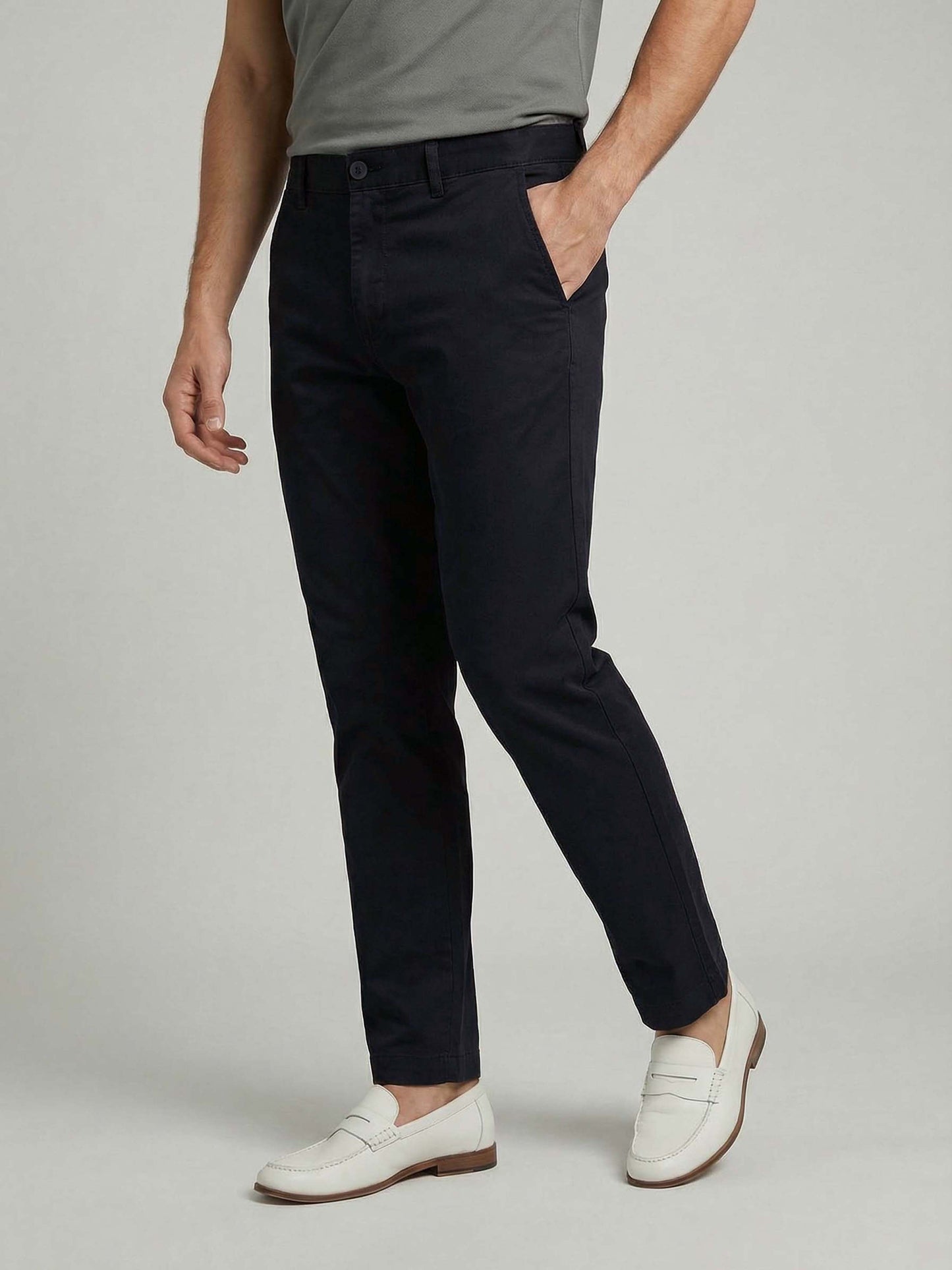 Celio* Men Black Solid Straight Fit Cotton Trousers