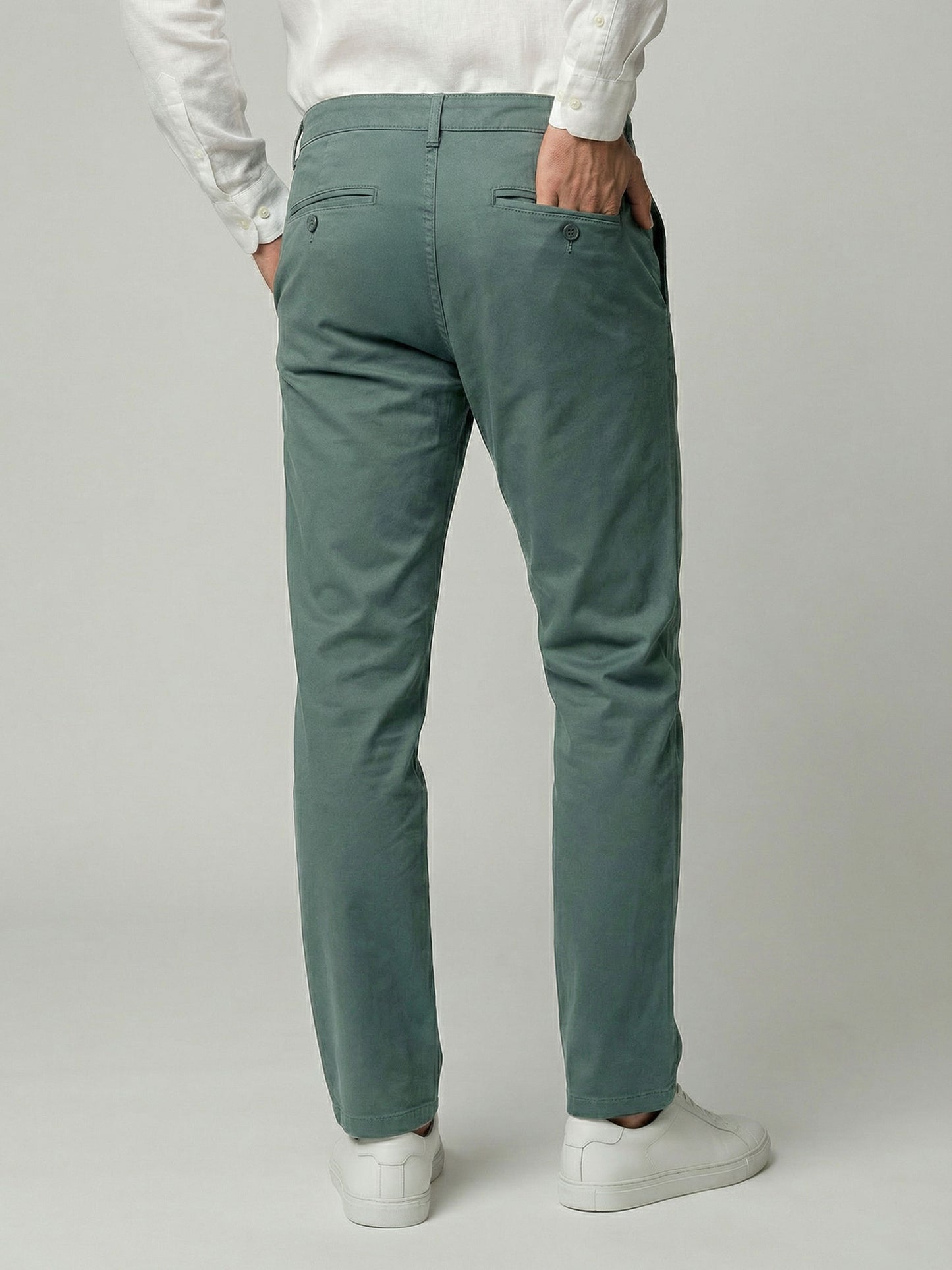Celio* Men Green Solid Straight Fit Cotton Trousers