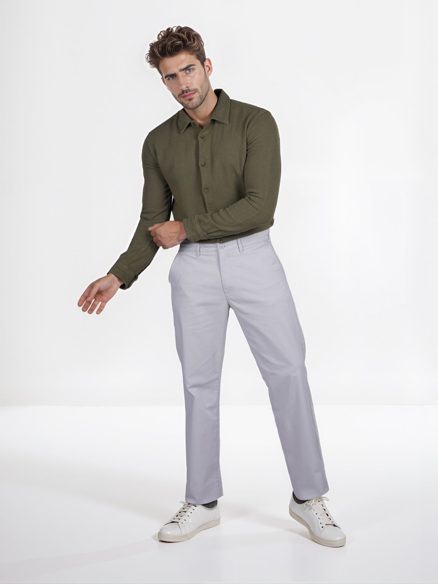 Celio* Cotton Straight Fit Grey Chino