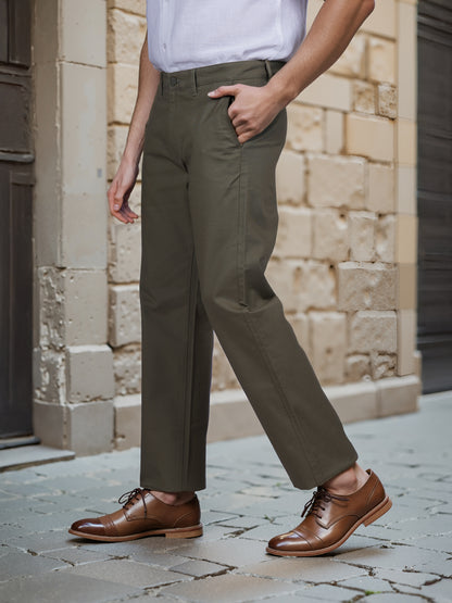 Celio* Cotton Straight Fit Olive Chino