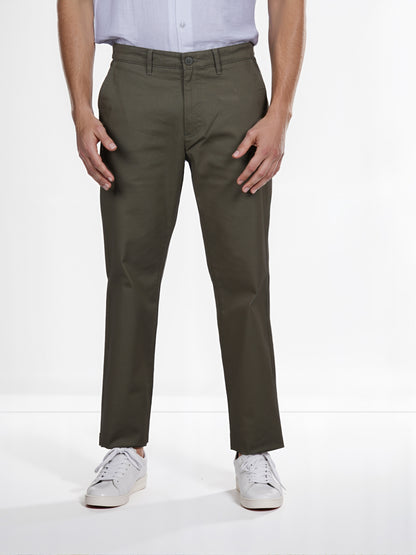 Celio* Cotton Straight Fit Olive Chino