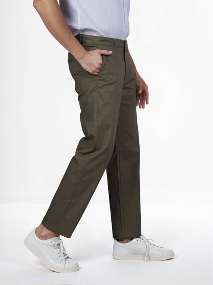 Celio* Cotton Straight Fit Olive Chino