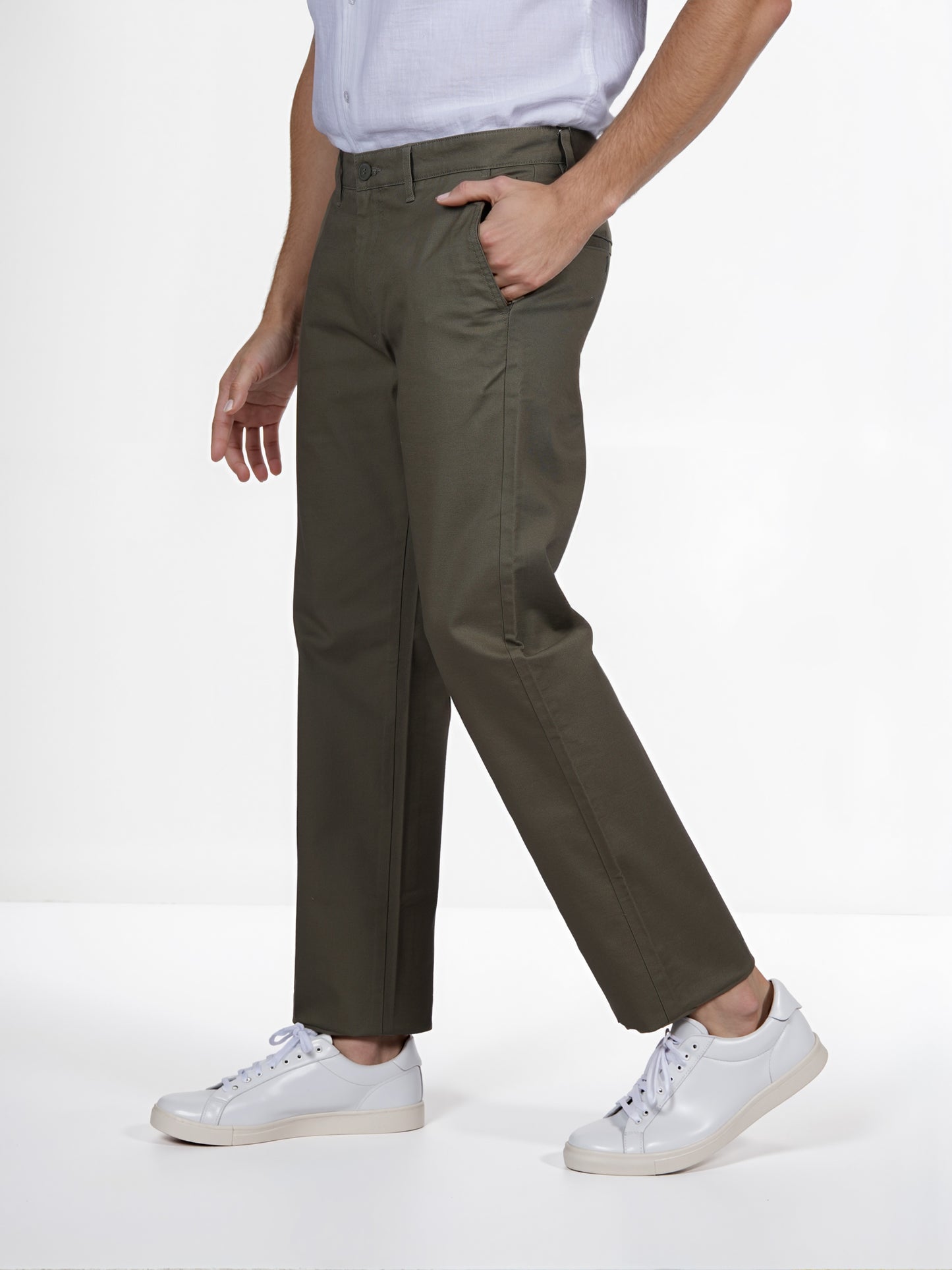Celio* Cotton Straight Fit Olive Chino
