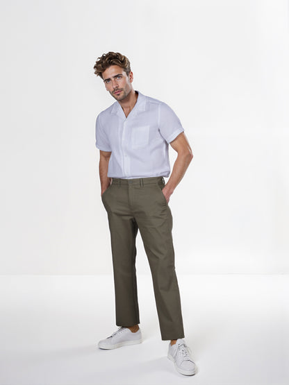 Celio* Cotton Straight Fit Olive Chino