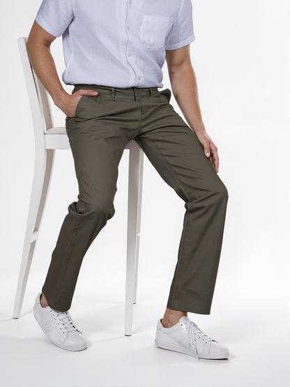 Celio* Cotton Straight Fit Olive Chino