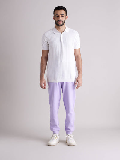 Celio Men Lavender Solid Slim Fit Cotton Trousers