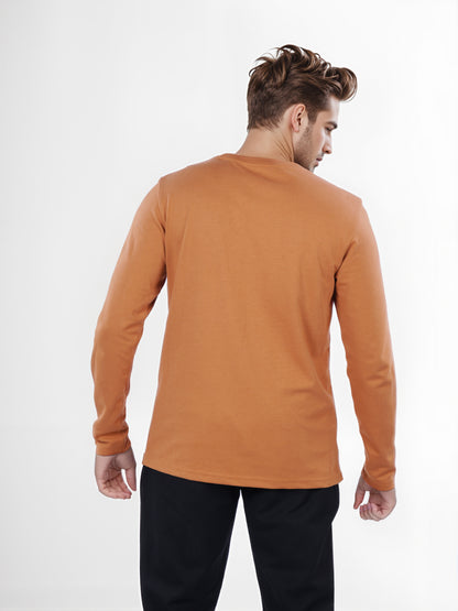 Celio* Men Brown Solid Regular Fit Cotton T-Shirt