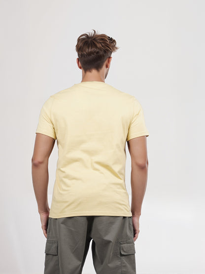 Celio* Men Mustard Printed Straight Fit Cotton T-shirt