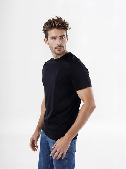 Celio* Chamonix Regular Fit Cotton Black T-Shirt