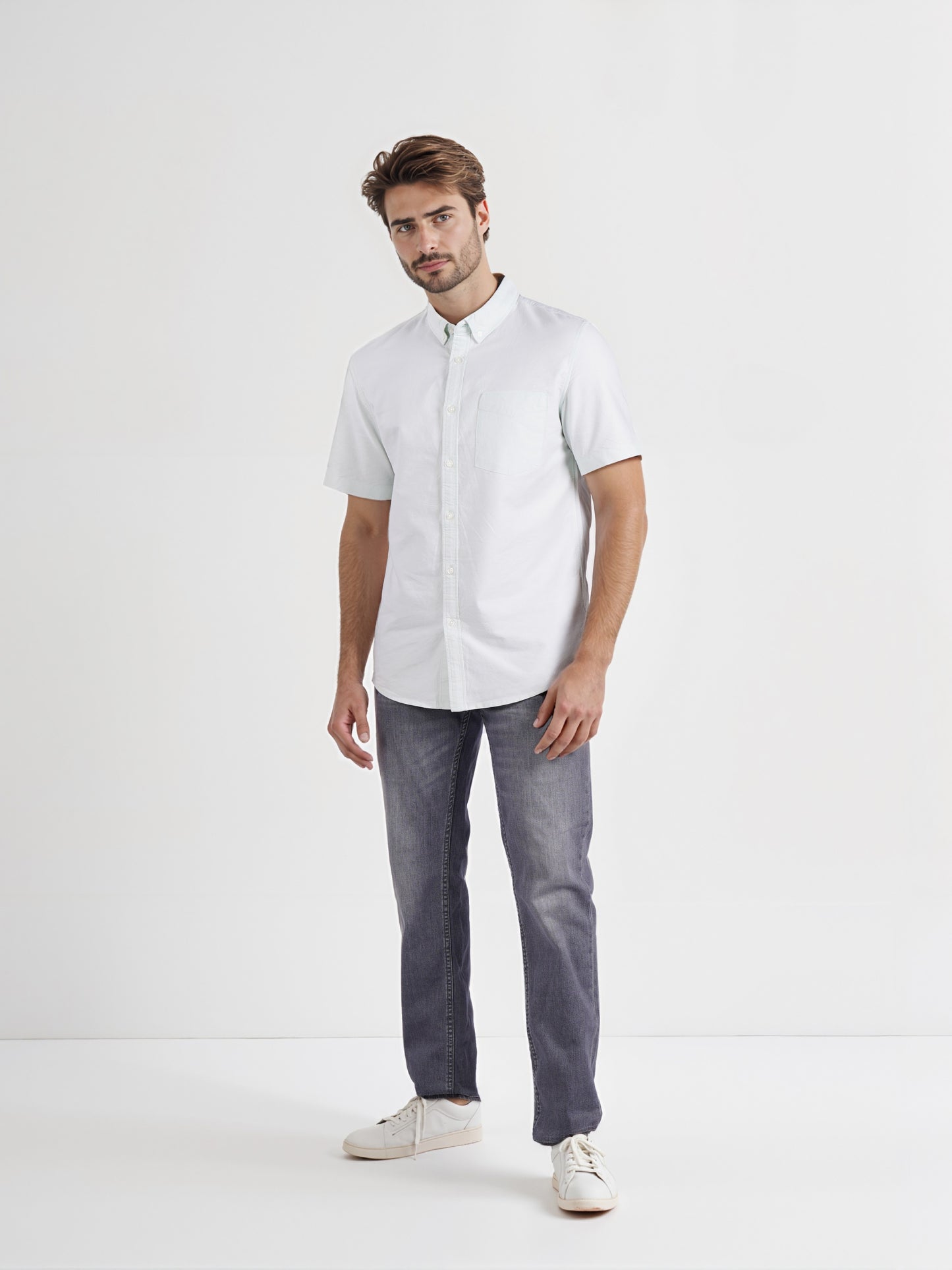 Celio* Men Green Solid Regular Fit Cotton Casual Shirt