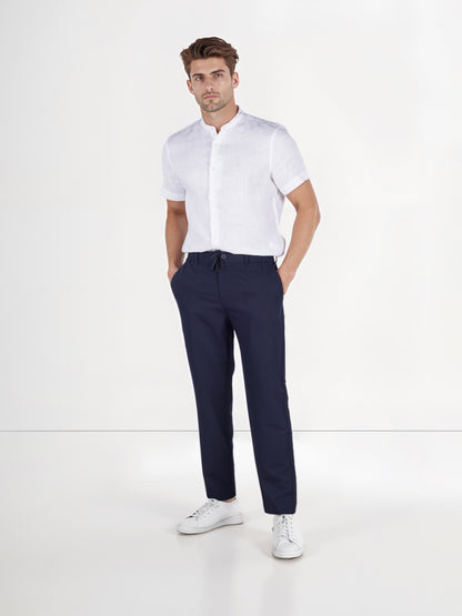 Celio* Rayon-Blend Regular Fit Navy Blue Trousers