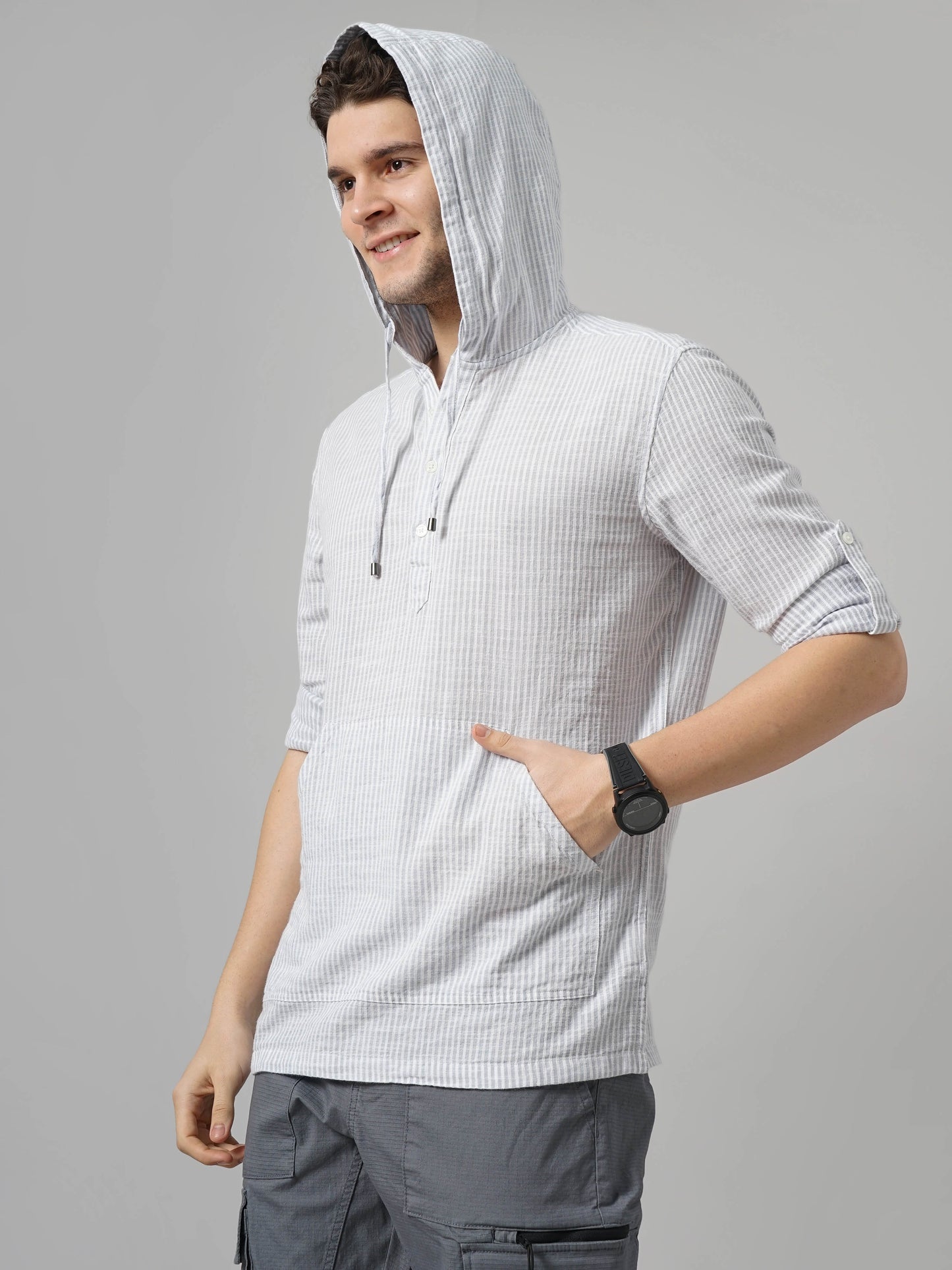 Celio* Men Grey Checked Regular Fit Cotton Shirts
