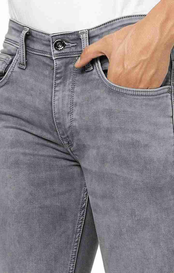 Grey Straight Slim Fit Jeans