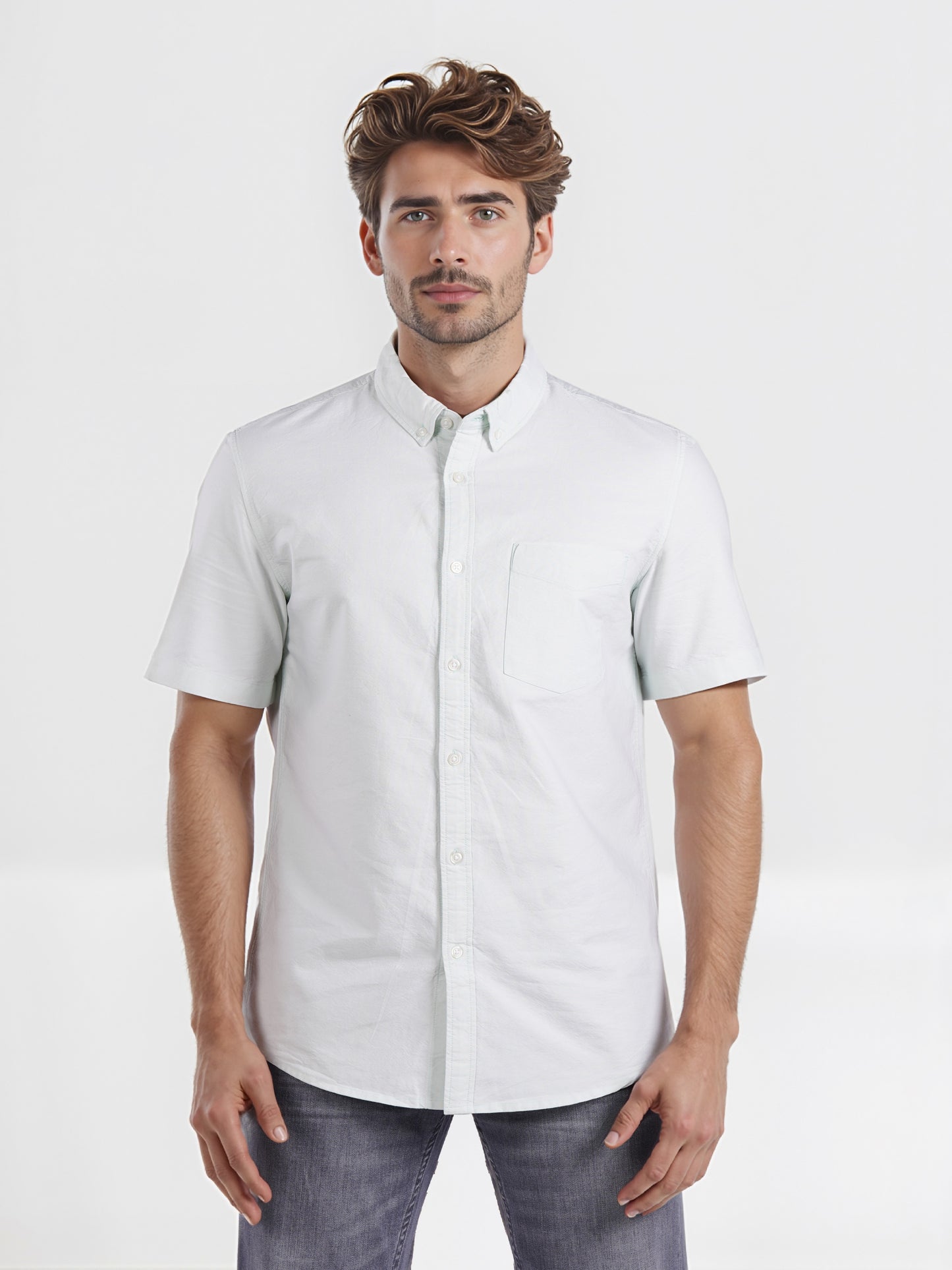 Celio* Men Green Solid Regular Fit Cotton Casual Shirt