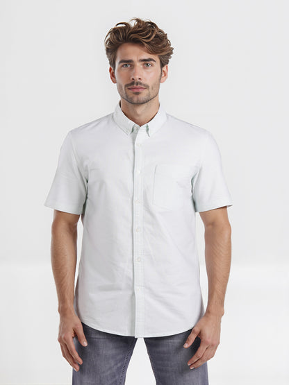 Celio* Men Green Solid Regular Fit Cotton Casual Shirt