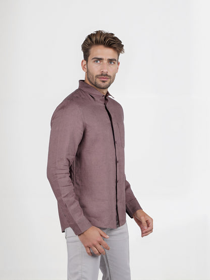 Celio* Men Brown Regular Fit Linen Solid Shirt