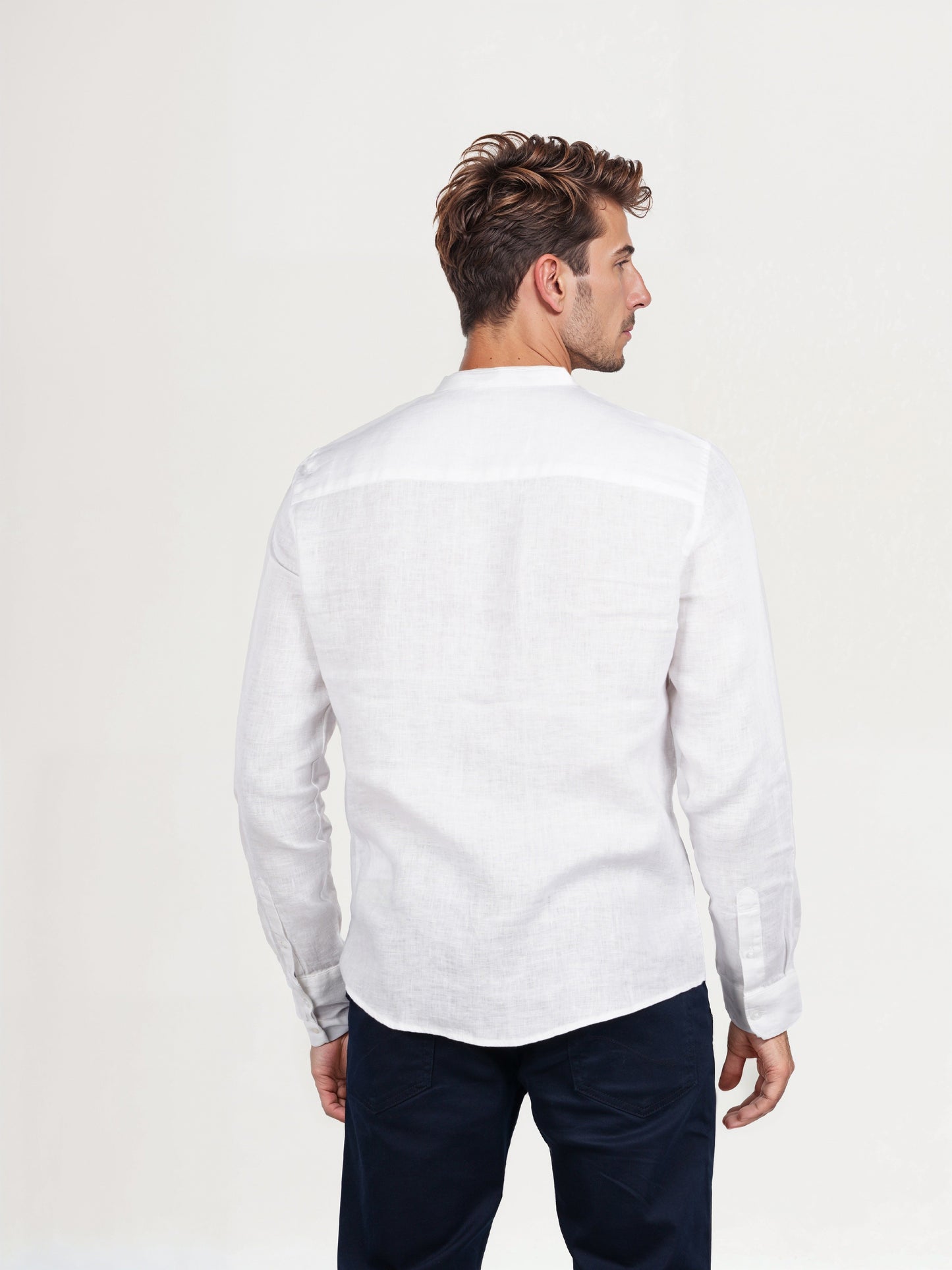 Celio* Solid Men White Regular Fit Linen Shirt
