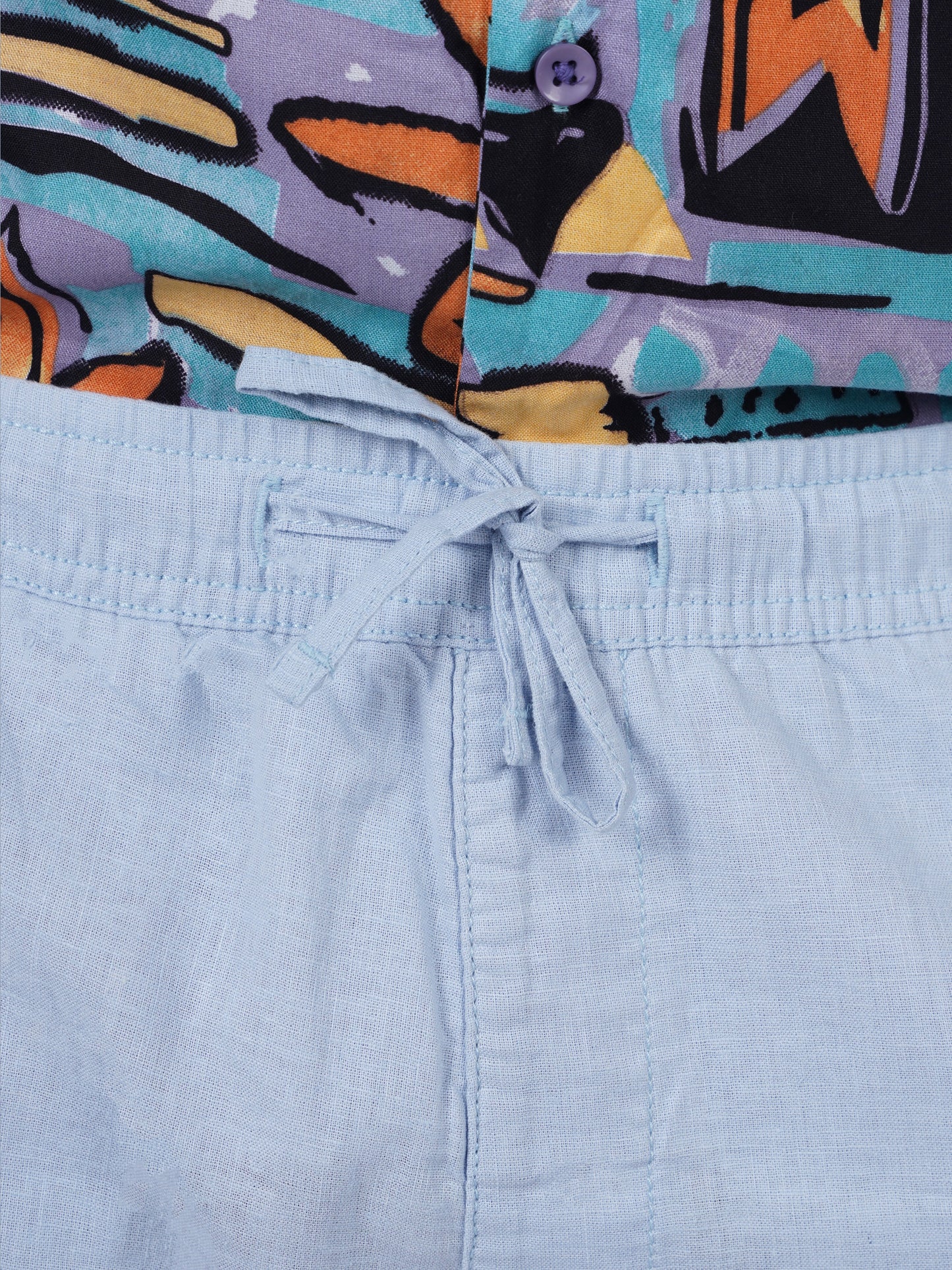 Celio* Linen-Blend Regular Fit Light Blue Shorts