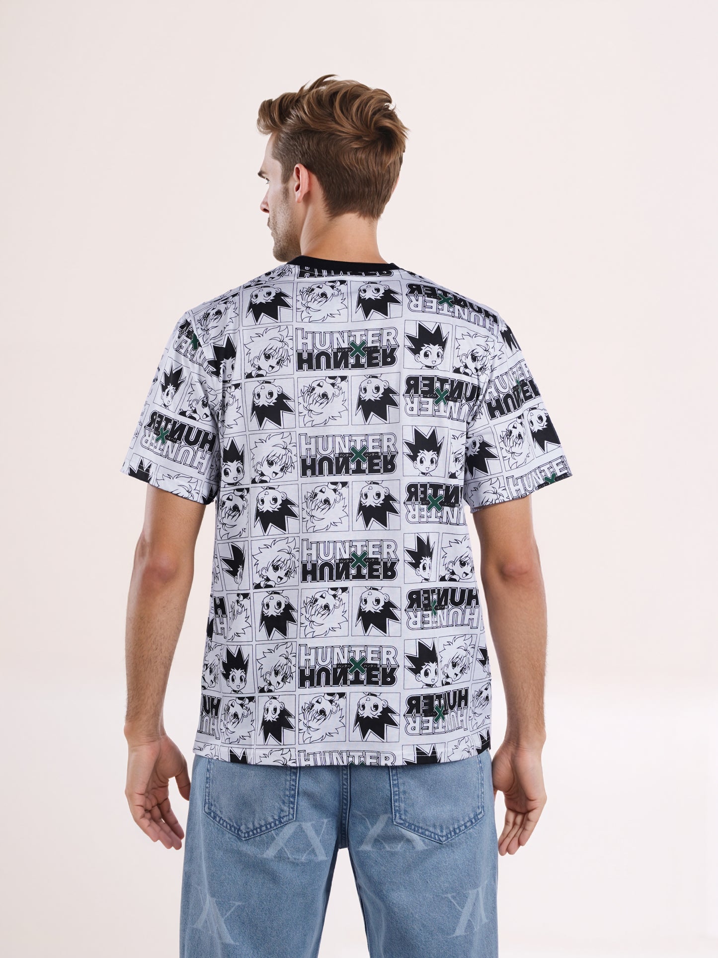 Celio* Hunter Men White Printed Boxy Fit Cotton T-shirt