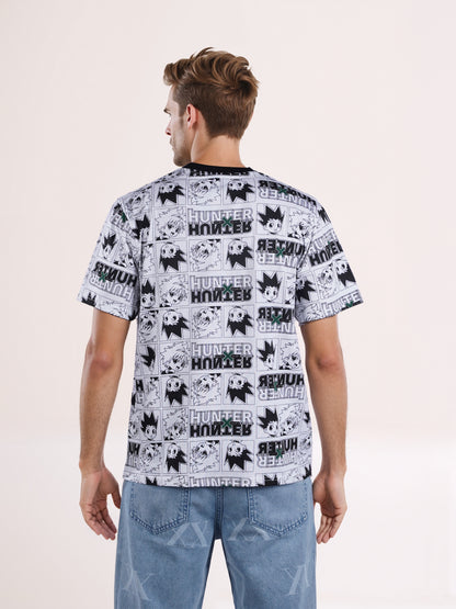 Celio* Hunter Men White Printed Boxy Fit Cotton T-shirt