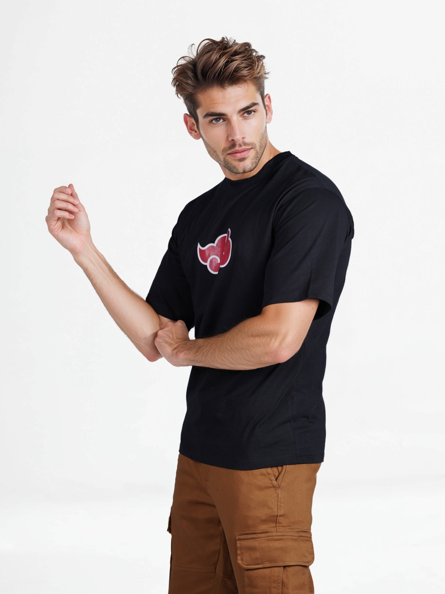 Celio* Naruto Regular Fit Cotton Black T-Shirt