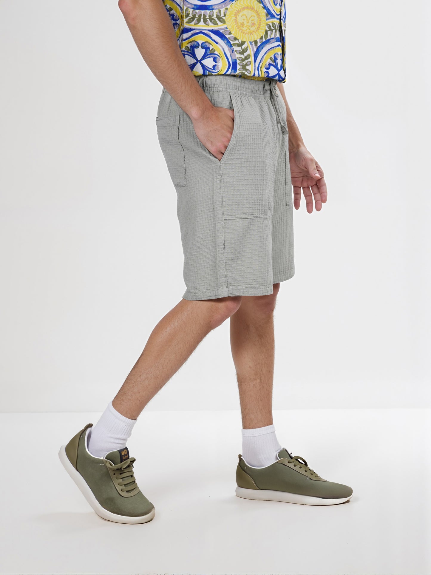 Celio* Cotton Regular Fit Green Bermuda