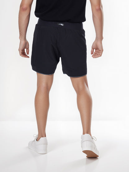 Celio* Men Black Printed Regular Fit Polyester Tyson Shorts