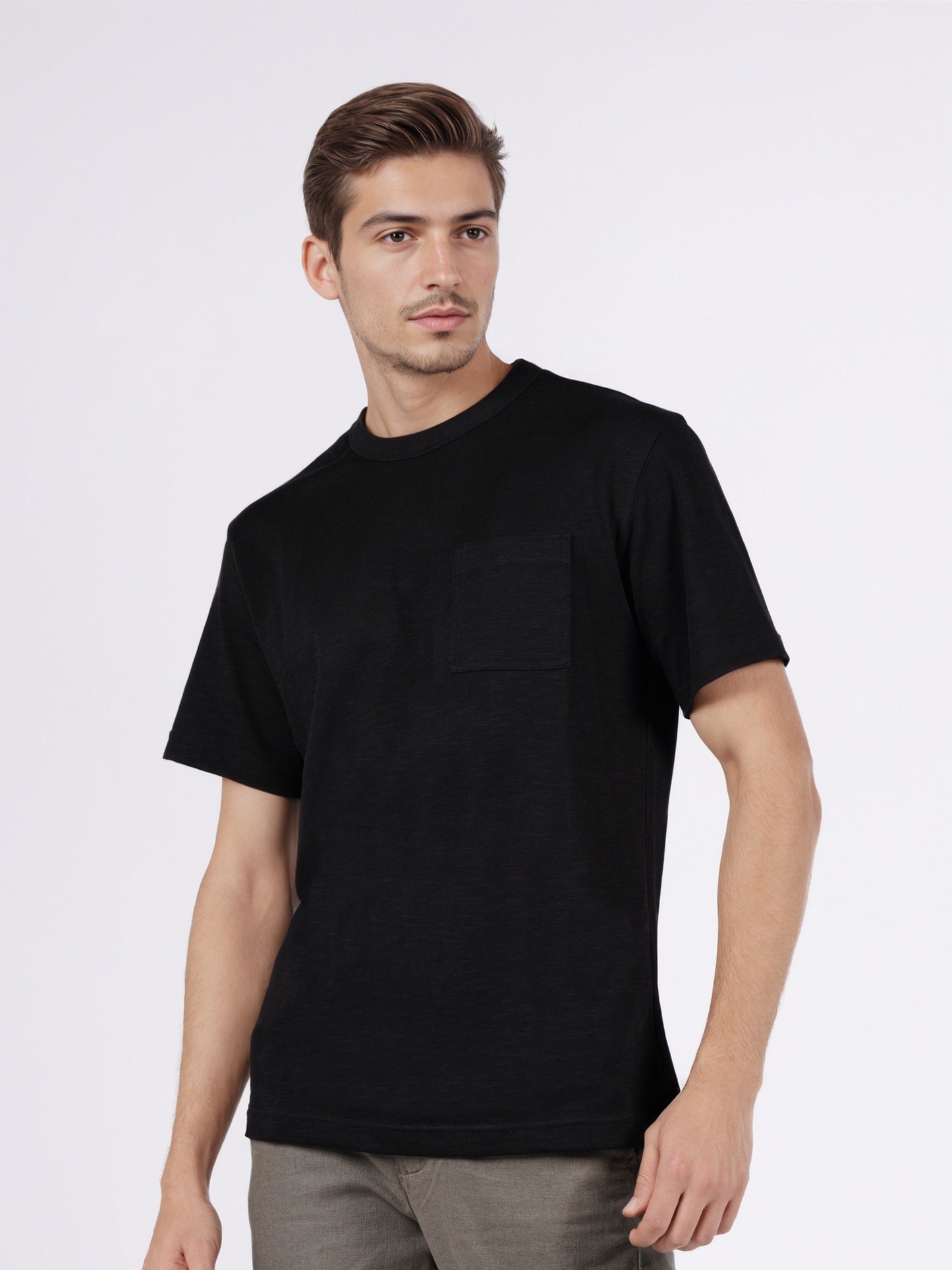 Celio* Men Black Solid Boxy Fit Cotton-Blend T-Shirts