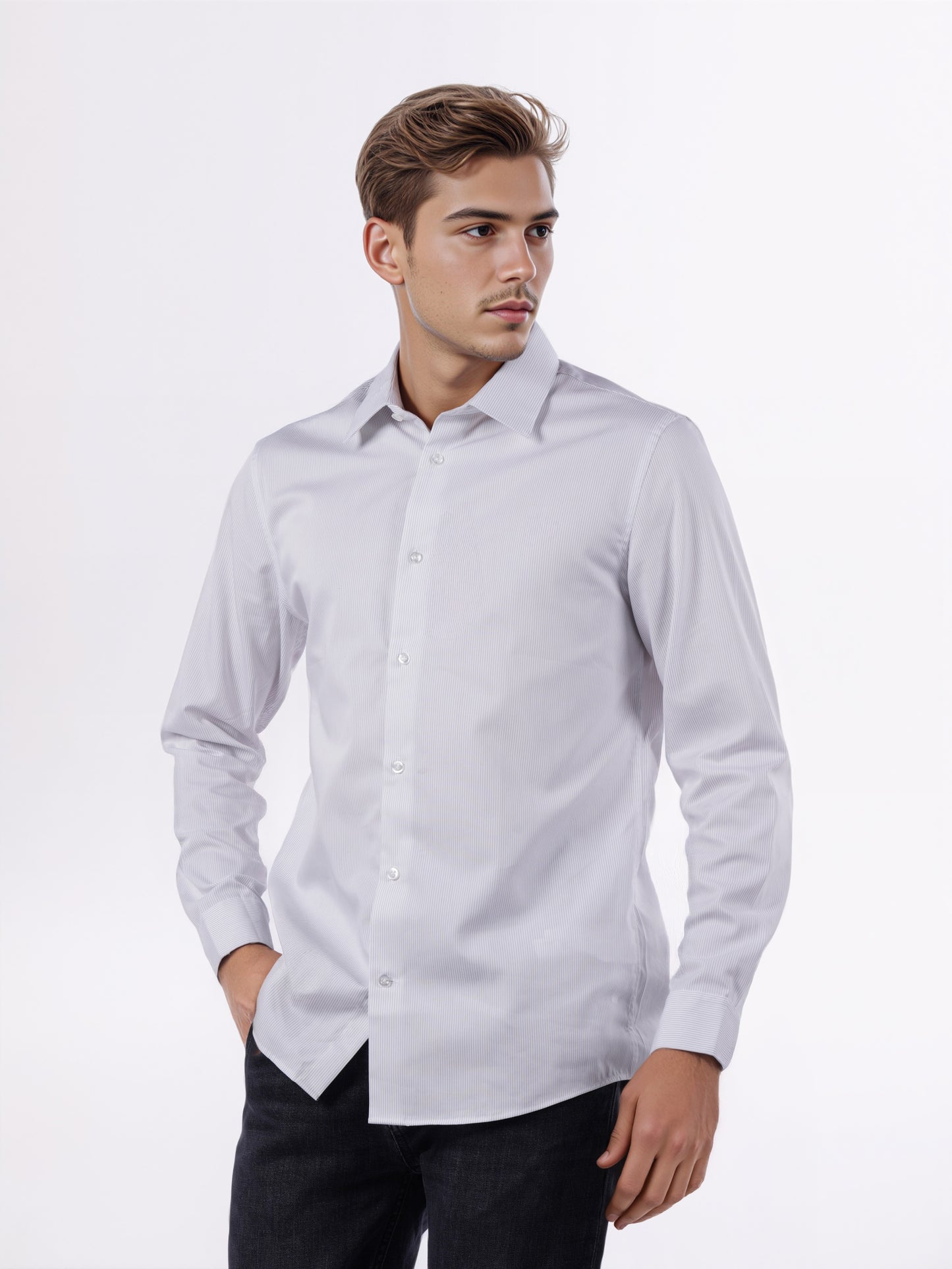 Celio* Men White Solid Slim Fit Cotton Shirts