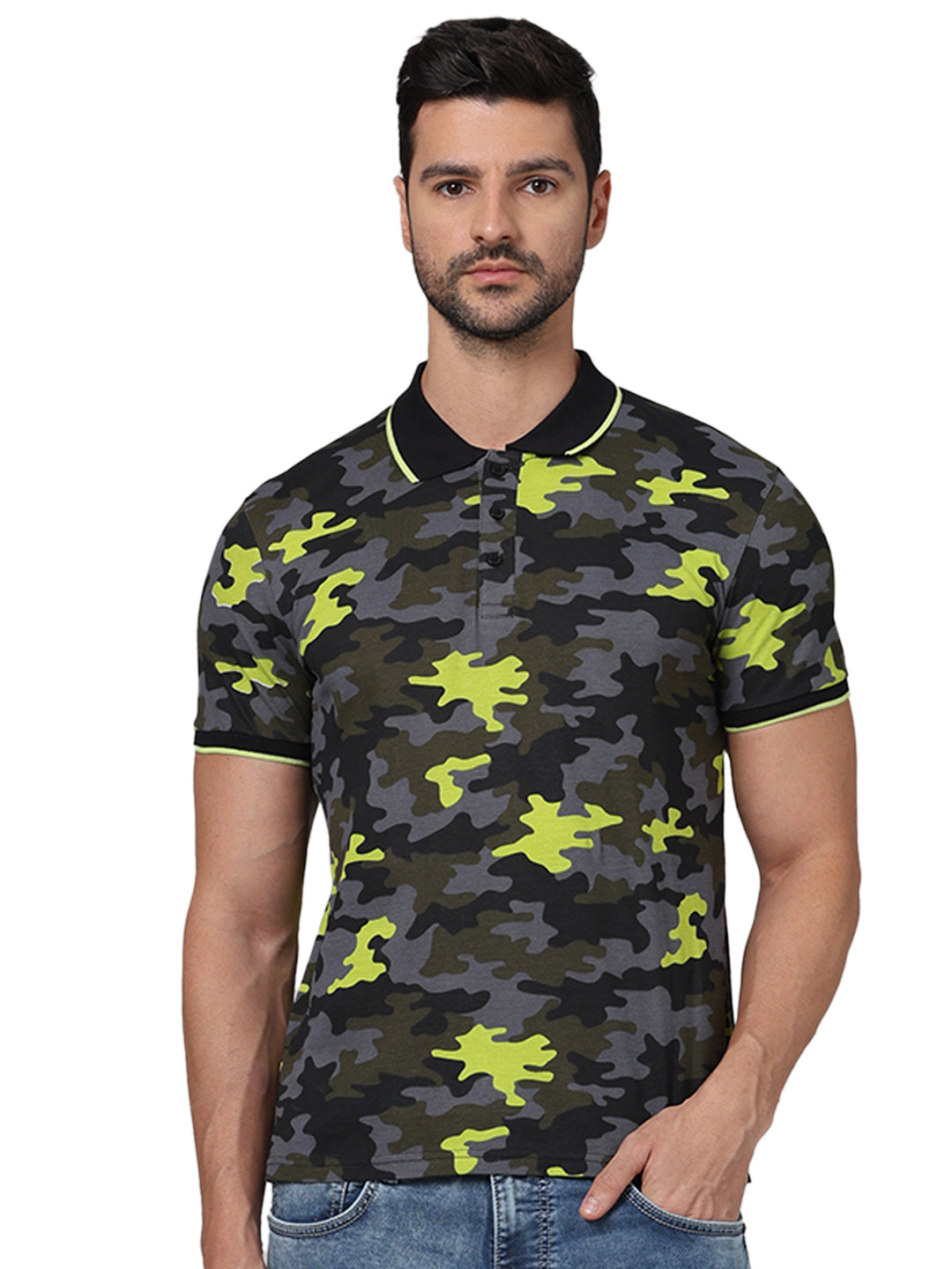 Grey Camouflage Cotton Polo