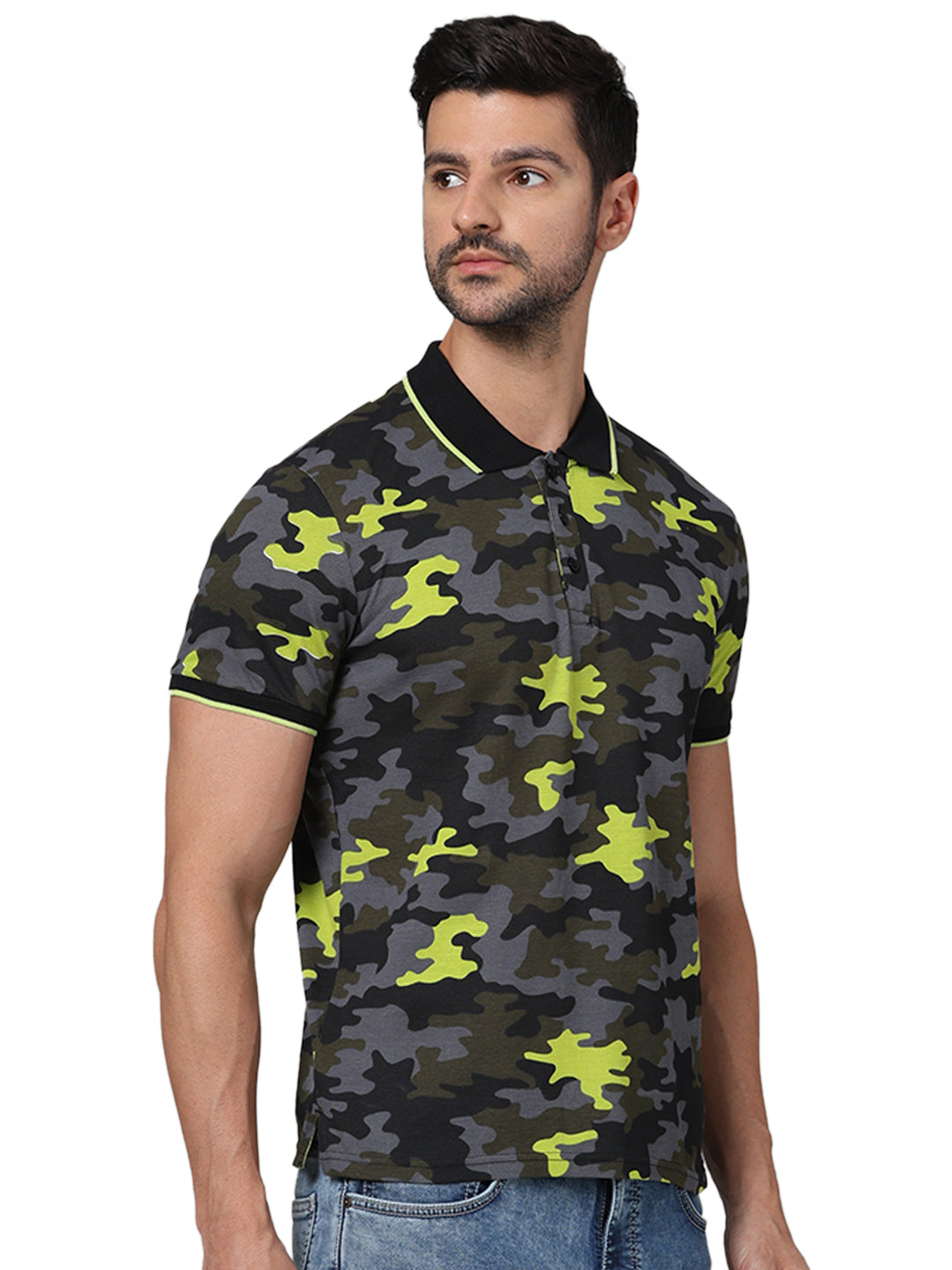 Grey Camouflage Cotton Polo