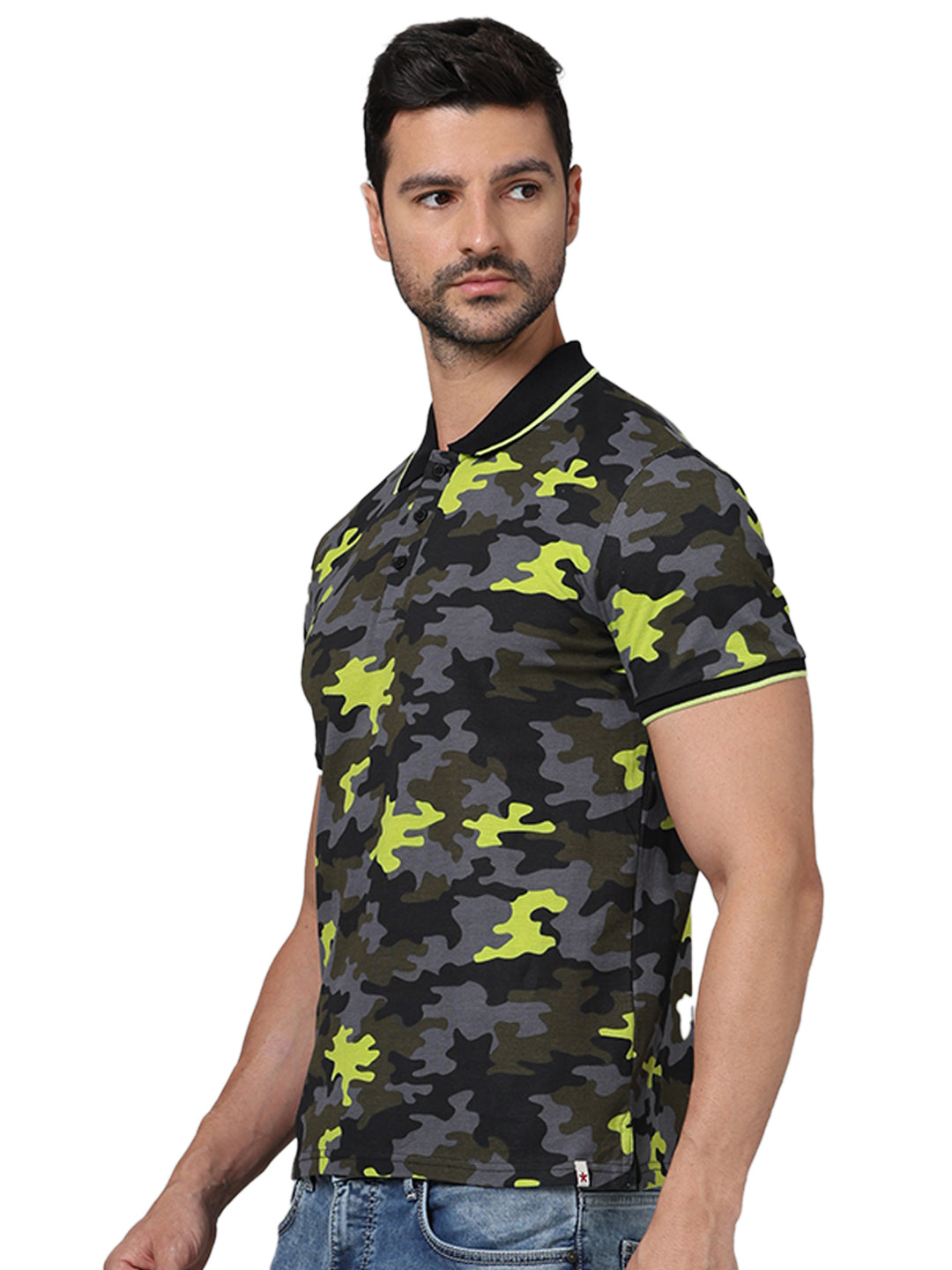 Grey Camouflage Cotton Polo