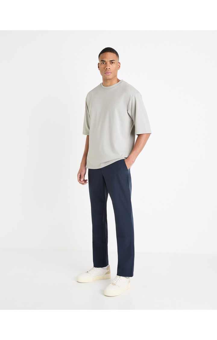 Celio* Solid Boxy Fit Cotton Grey T-Shirt