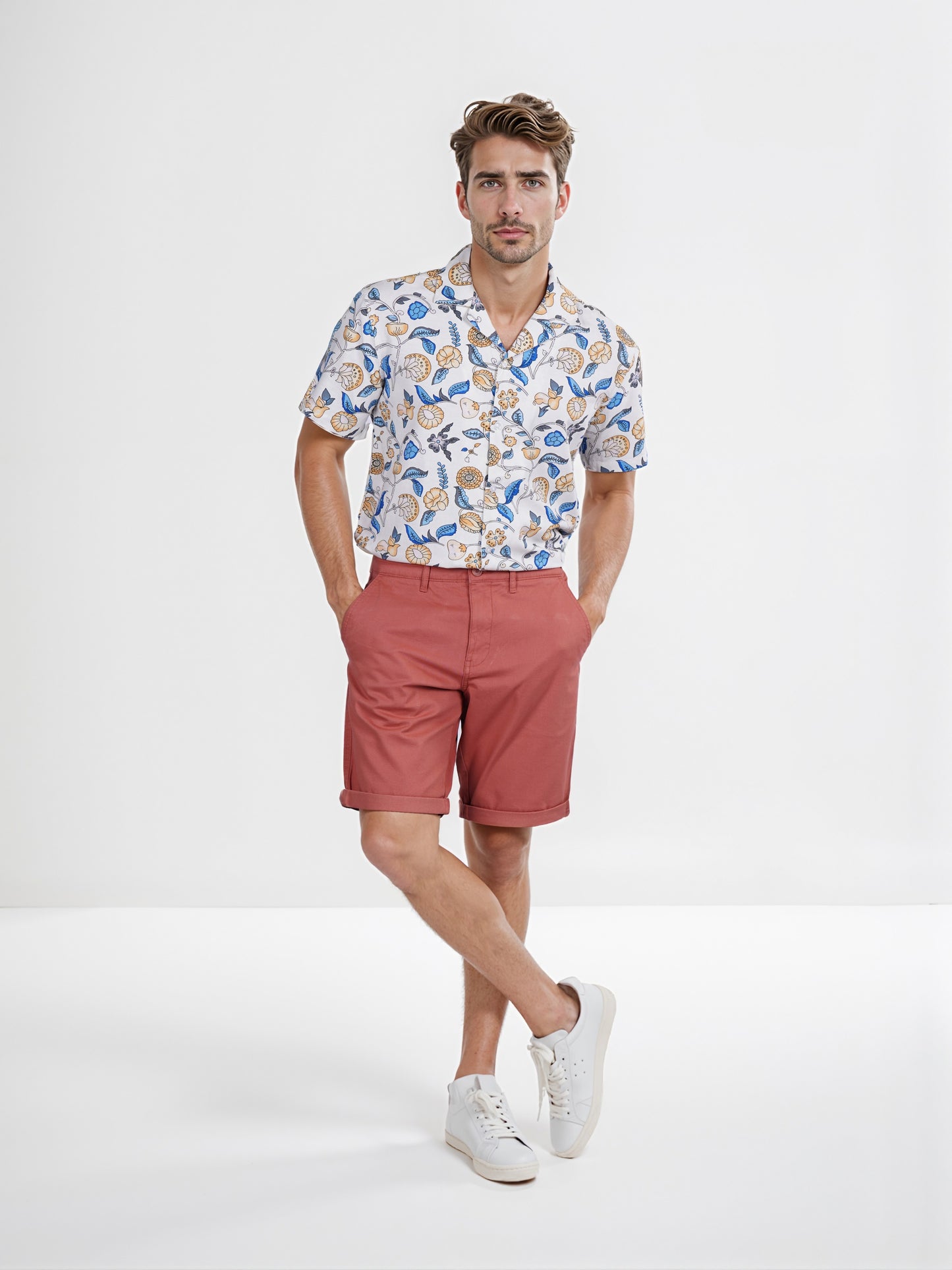 Celio* Cotton Regular Fit Orange Bermuda