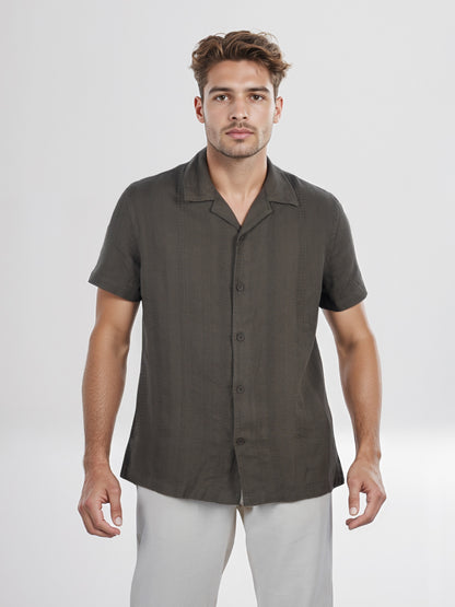 Celio* Men Olive Solid Regular Fit Cotton Shirt