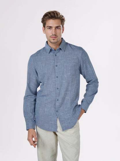 Celio* Men Blue Solid Regular Fit Cotton Shirts