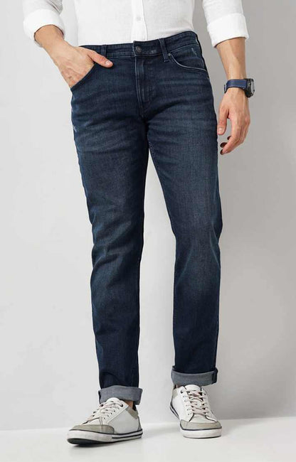 Navy Blue Straight Slim Fit Premium Jeans