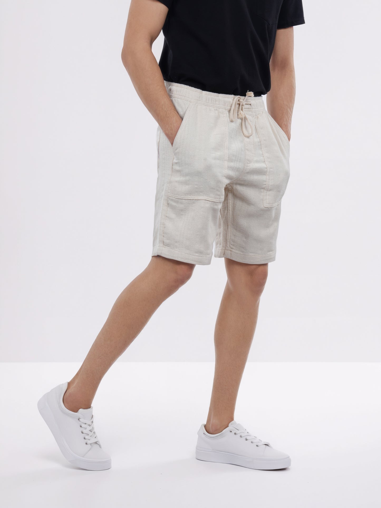 Celio* Men Beige Solid Bermuda Fit Cotton Shorts