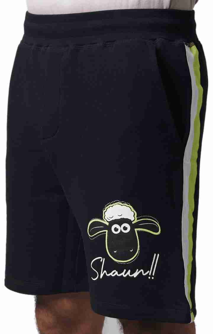 Shaun The Sheep - Black Printed Cotton Shorts