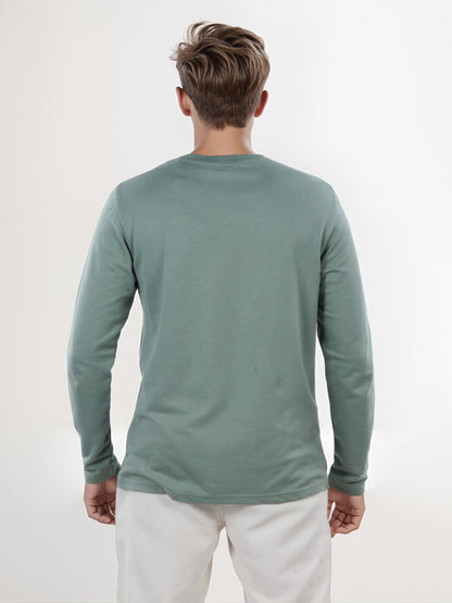 Celio* Men Green Solid Regular Fit Cotton T-Shirt