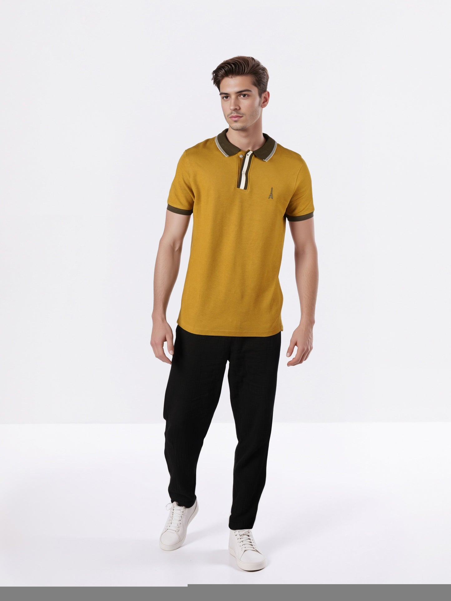 Celio* Men Yellow Solid Regular Fit Cotton T-Shirts