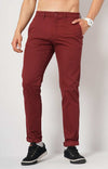 Celio* Cotton Slim Fit Maroon Trouser