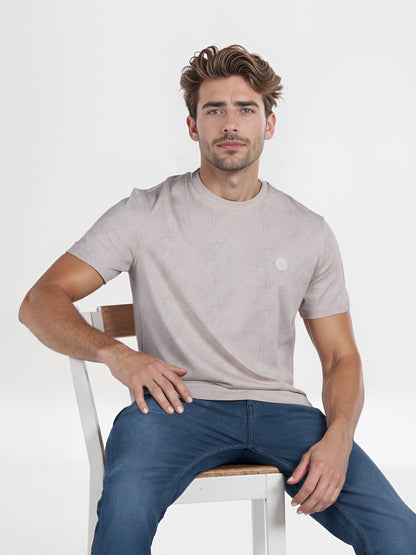 Celio* Chamonix Regular Fit Cotton Beige T-Shirt