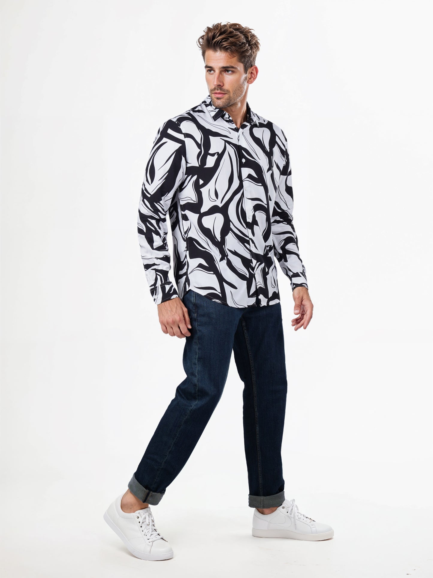 Celio* Printed Regular Fit Viscose White Shirts