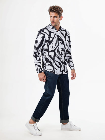 Celio* Printed Regular Fit Viscose White Shirts