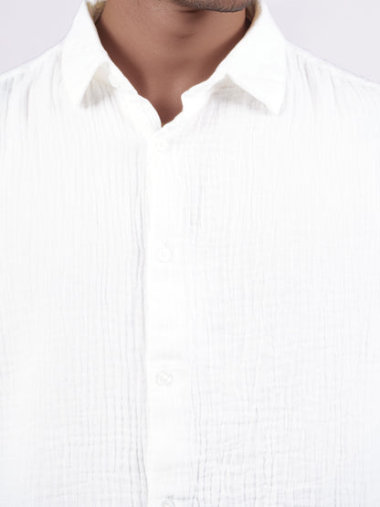 Celio* Men White Solid Regular Fit Cotton Shirts