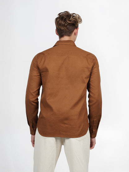 Celio* Men Brown Solid Regular Fit Cotton Shirt