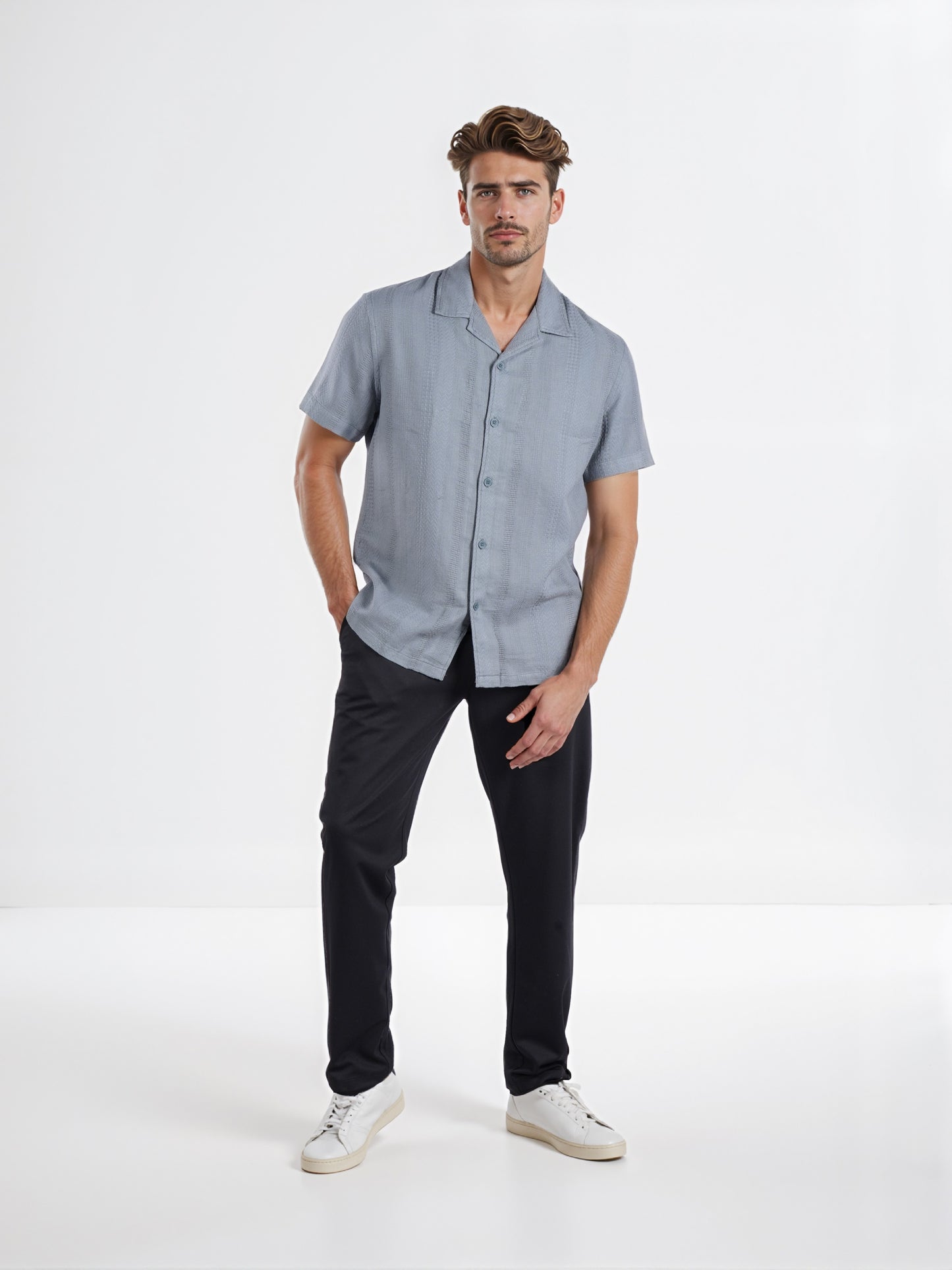 Celio* Men Teal Solid Regular Fit Cotton Casual Shirt