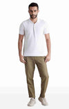 Celio* Cotton Straight Fit Khaki Trouser