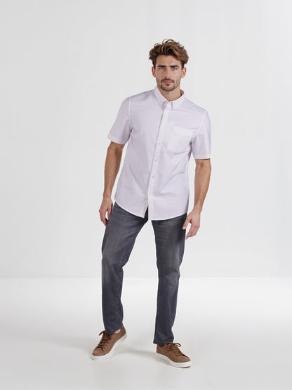 Celio* Men White Solid Regular Fit Cotton Casual Shirt